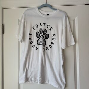 NWOT Gildan Softstyle White T-Shirt, "Foster, Rescue, Adopt” - Size Large